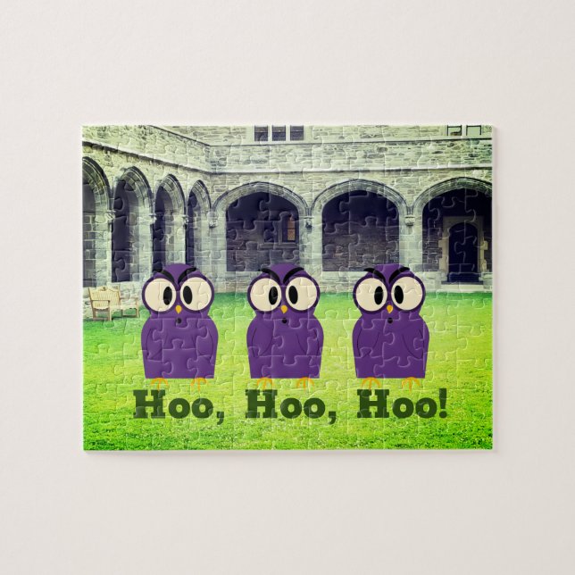 Weihnachts Hoo Hoo Trio von Owls Cloistes Puzzle (Horizontal)