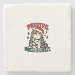 Weihnachts-Hoodie 'Festlich unter Protest' Steinuntersetzer
