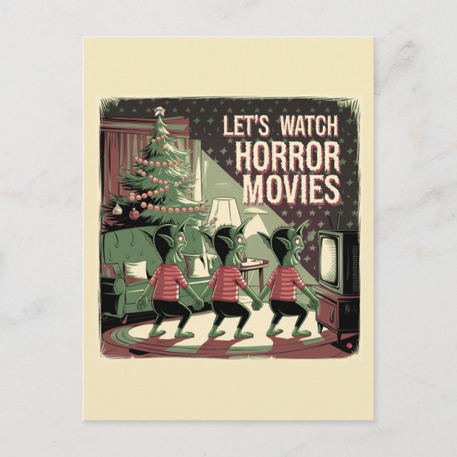 Weihnachts-Horror-Filme Spooky Grüne Kreaturen Postkarte (Vorderseite)