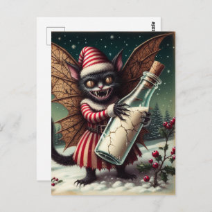 Weihnachts-Horror-Kitty-Fairy mit Milch Postkarte