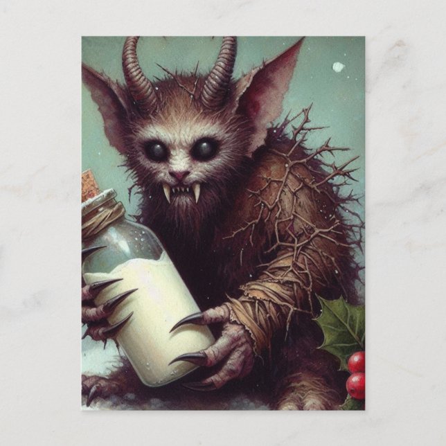 Weihnachts-Horror Krampus Kitty Fairy Spooky Postkarte (Vorderseite)