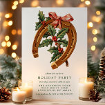 Weihnachts-Horseshoe Holly Holiday Party Einladung<br><div class="desc">Vintage Weihnachts Horseshoe Holly Feiertag Einladung. Dieses schöne Design zeigt ein Retro Weihnachtshufeisen mit einem Bogen und Akzent mit Heiligen. Personalisieren Sie dieses individuelle Urlaubsdesign mit Ihren eigenen Party-Details. Ideal für ein familiäres Weihnachtsessen oder für eine Corporate Feier!</div>