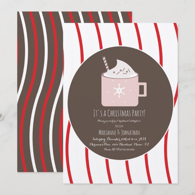 Weihnachts Hot Cocoa Party Candy Cane Kraft Einladung (Vorne/Hinten)