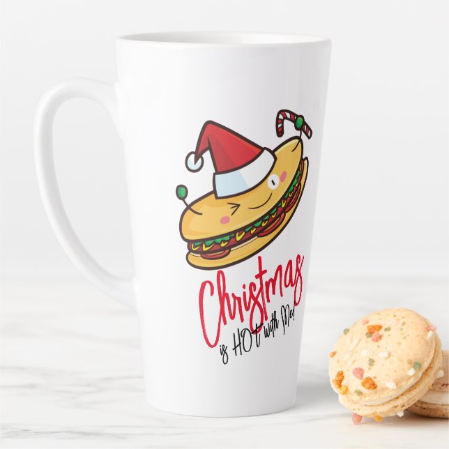 Weihnachts-Hotdog-Cartoon individuell anpassbar Milchtasse (Beispiel)