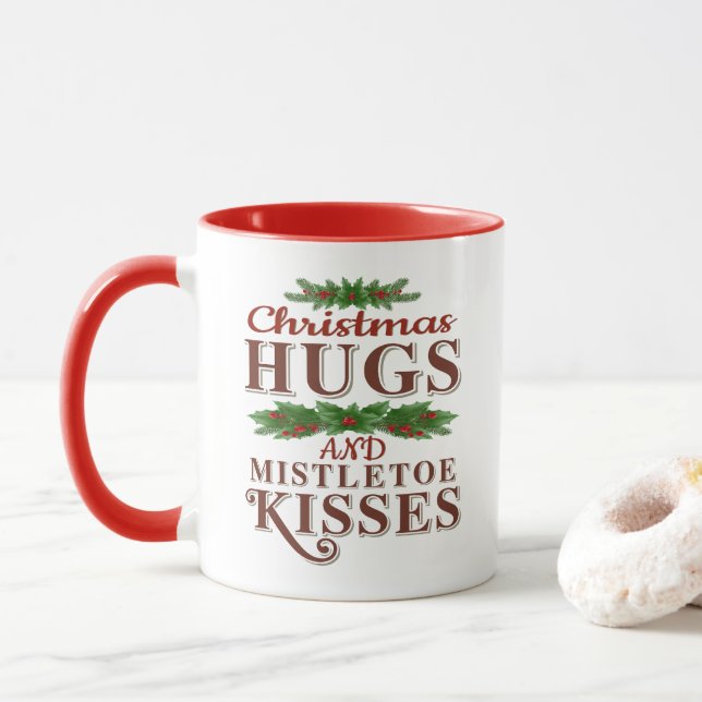 Weihnachts-Hugs und Mistletoe Kisses Tasse (Mit Donut)