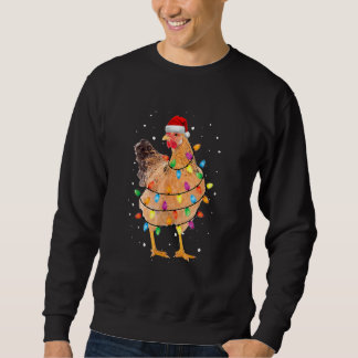 Weihnachts-Huhn Henne Baum Lichter Xmas   Huhn Sweatshirt