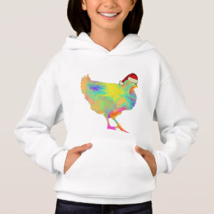 Weihnachts-Huhn im Nikolaushut Lustiges Buntes Huh Hoodie