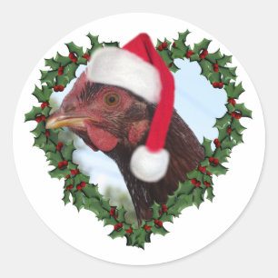 Weihnachts-Huhn * Rhode Island Rot Runder Aufkleber