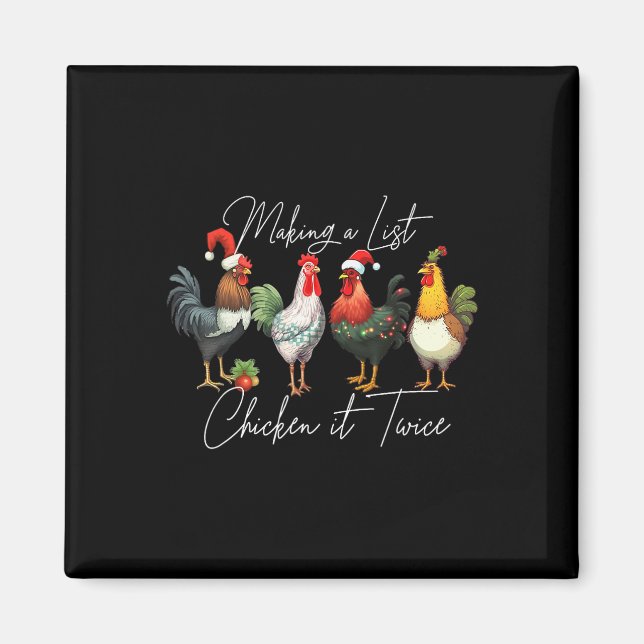 Weihnachts-Hühnchen Lover Xmas Weihnachtsmannmütze Magnet (Vorne)