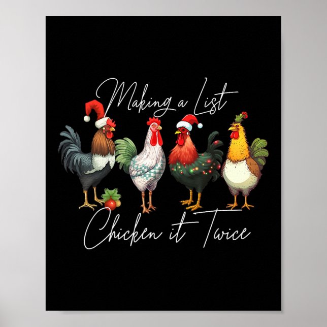 Weihnachts-Hühnchen Lover Xmas Weihnachtsmannmütze Poster (Vorne)