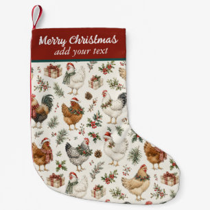 Weihnachts-Hühner-Muster-Wasserfarbe-Festtags-Henn Kleiner Weihnachtsstrumpf