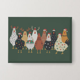 Weihnachts-Hühnerfarm-Lichter Tierliebhaber-Gesche Button