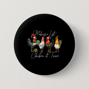 Weihnachts-Hühnerliebhaber Xmas Santa Hut Lustiger Button