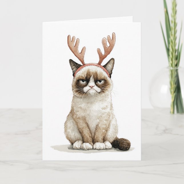 Weihnachts-Humbug-Katze Feiertagskarte (Vorderseite)