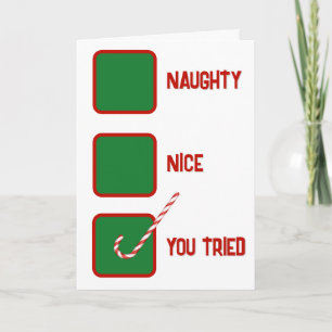 Weihnachts-Humor Unartig oder Artig Kontrollkästch Karte