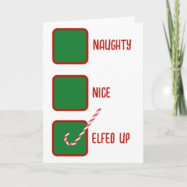 Weihnachts-Humor Unartig oder Artig Kontrollkästch Karte (Vorderseite)