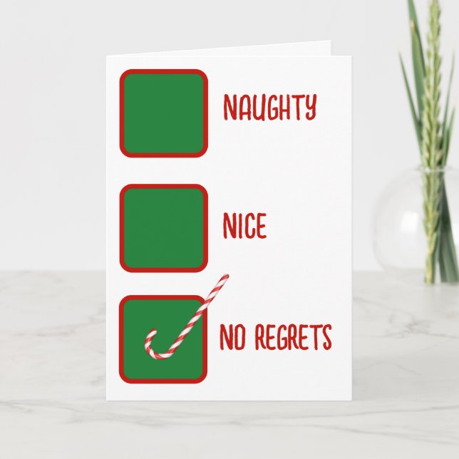 Weihnachts-Humor Unartig oder Artig Kontrollkästch Karte (Vorderseite)