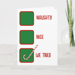 Weihnachts-Humor Unartig oder Artig Kontrollkästch Karte