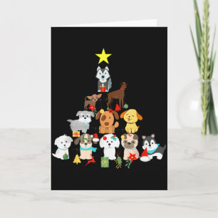 Weihnachts-Hund-Baum Cute Lustiger Welpen-Hunde Xm Karte