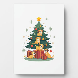 Weihnachts-Hund-Baum-T-Shirt Süß Lustig Welpen Hun Fotoplatte