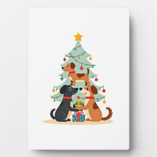Weihnachts Hund Baum T-Shirt Süß Lustig Welpen Hun Fotoplatte