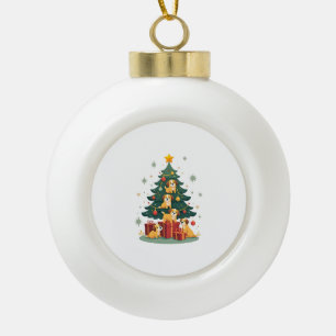 Weihnachts-Hund-Baum-T-Shirt Süß Lustig Welpen Hun Keramik Kugel-Ornament