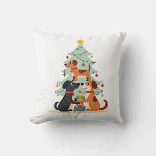 Weihnachts-Hund-Baum-T-Shirt Süß Lustig Welpen Hun Kissen