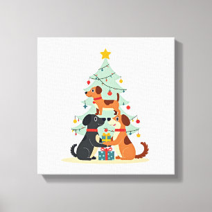 Weihnachts-Hund-Baum-T-Shirt Süß Lustig Welpen Hun Leinwanddruck