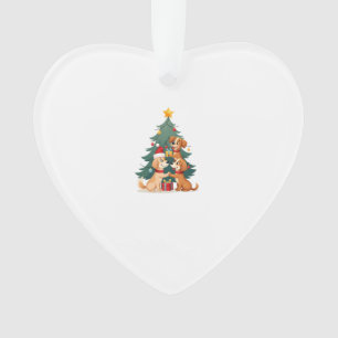 Weihnachts Hund Baum T-Shirt Süß Lustig Welpen Hun Ornament