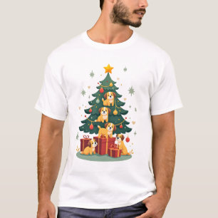 Weihnachts-Hund-Baum-T-Shirt Süß Lustig Welpen Hun T-Shirt