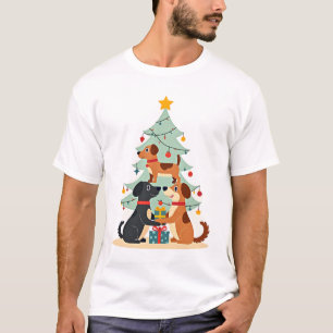 Weihnachts-Hund-Baum-T-Shirt Süß Lustig Welpen Hun T-Shirt