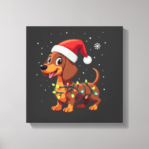 Weihnachts Hund Dachshund Nikolaus Xmas Wiener 3 Leinwanddruck