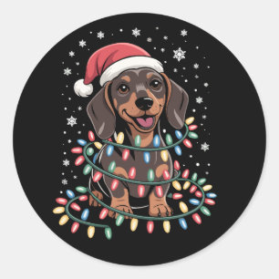 Weihnachts Hund Dachshund Nikolaus Xmas Wiener Runder Aufkleber