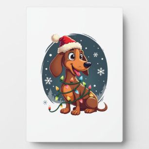 Weihnachts Hund Dachshund Weihnachten Santa Wiener Fotoplatte