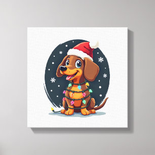 Weihnachts Hund Dachshund Weihnachten Santa Wiener Leinwanddruck