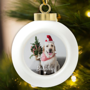 Weihnachts-Hund-Foto Minimal Modern Keramik Kugel-Ornament