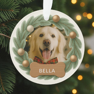 Weihnachts-Hund Foto Wreath Individuelle Name Ornament