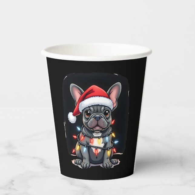 Weihnachts-Hund Französisch Bulldog Xmas Frenchie  Pappbecher (Vorderseite)