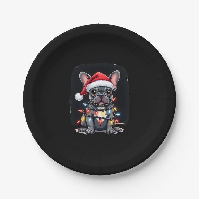 Weihnachts-Hund Französisch Bulldog Xmas Frenchie  Pappteller (Vorderseite)