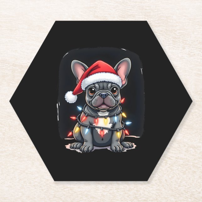 Weihnachts-Hund Französisch Bulldog Xmas Frenchie  Untersetzer (Vorderseite)