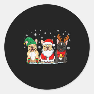 Weihnachts Hund Französische Bulldogge Xmas Hunde Runder Aufkleber