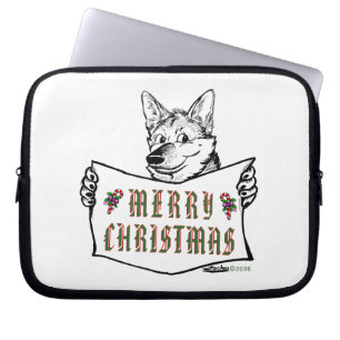 Weihnachts-Hund: Frohe Weihnachten! Laptopschutzhülle