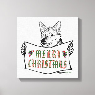 Weihnachts-Hund: Frohe Weihnachten! Leinwanddruck