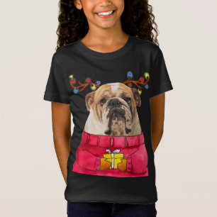 Weihnachts Hund Geschenk Bulldog Antlers Ugly Xmas T-Shirt