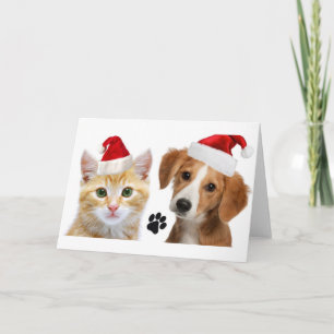 Weihnachts-Hund Katze Niedliche Haustiere Weihnach Karte