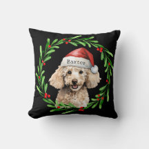 Weihnachts-Hund Poodle Weihnachtsmannmütze Urlaub