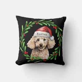 Weihnachts-Hund Poodle Weihnachtsmannmütze Urlaub Kissen