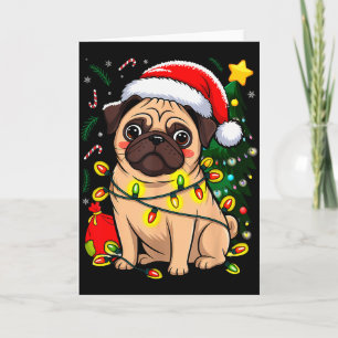 Weihnachts Hund Santa Claus Mops Welpe X-mas Karte