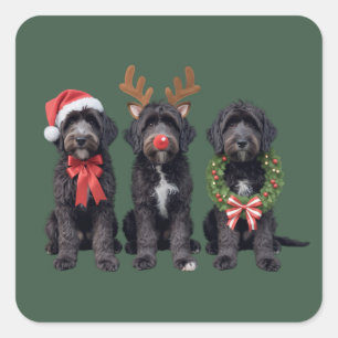 Weihnachts Hund Schwarz Goldendoodle Doodle Mama W Quadratischer Aufkleber