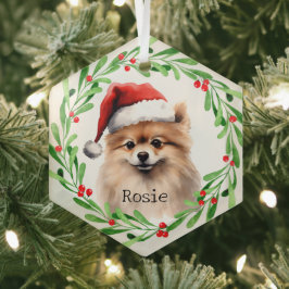 Weihnachts-Hund Spitz Urlaub Haustier Ornament Aus Glas